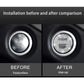 Round engine start/stop button cover with silver rhinestone finish on dashboard