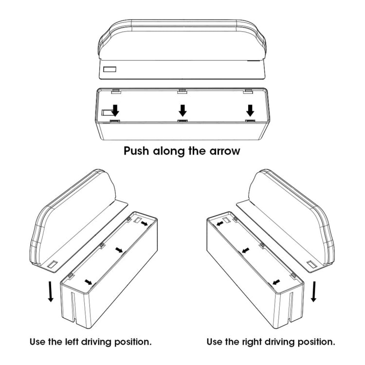 Beige car storage box installation diagram for left and right driving positions