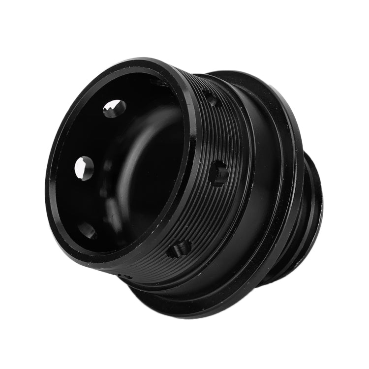 Black oil cap cover viewed from inside, showing circular opening and mounting holes