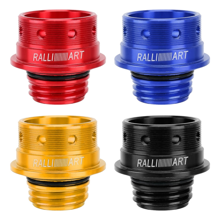 Oil cap cover set in red, blue, gold, and black with matching stud holes