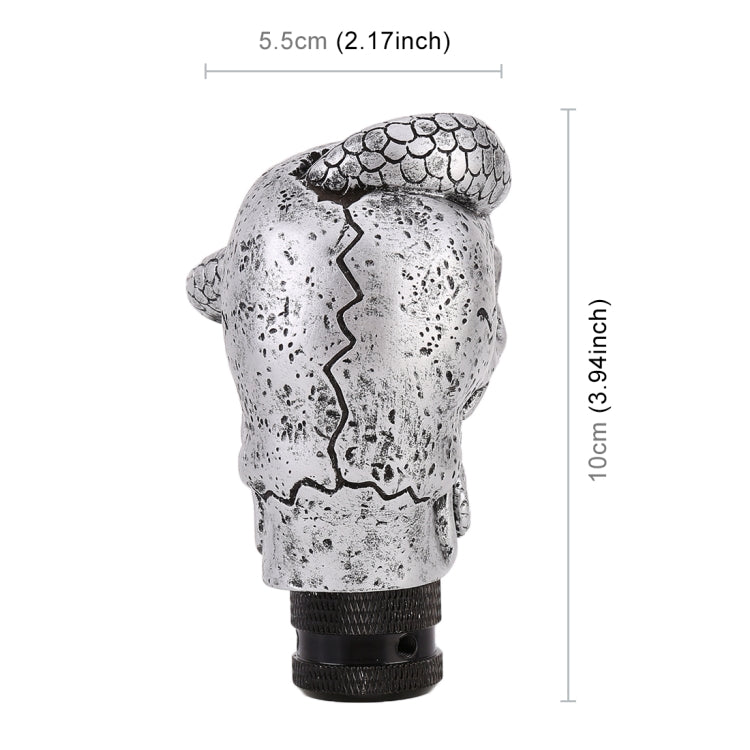 Snake-ghost skull gear shift knob, side view, about 10 cm tall