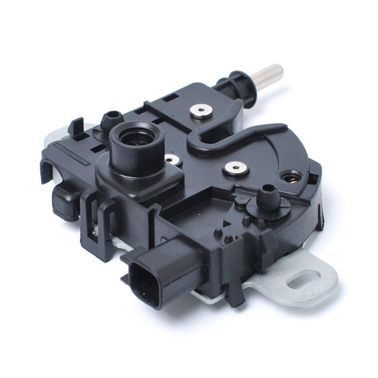 Bonnet hood lock latch catch block with black housing, mounting hole, metal pin
