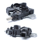 Bonnet hood lock latch catch block with black housing, metal rod, and mounting tab