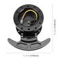 Black snap-off steering wheel hub quick release adapter, top view; size shown at 12.5 cm.
