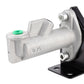 Silver master cylinder assembly with 0.75 marking and green cap, mounted on bracket