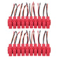 Set of 20 red ceramic blade fuse holders with black and red wire leads, arranged in two rows