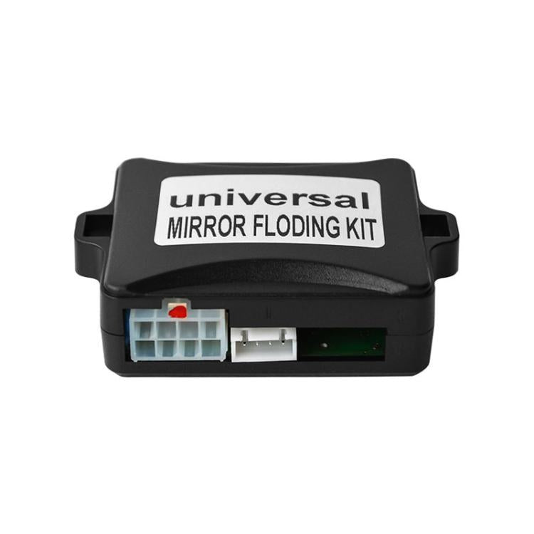 Universal mirror folding kit controller module with wiring connector on underside