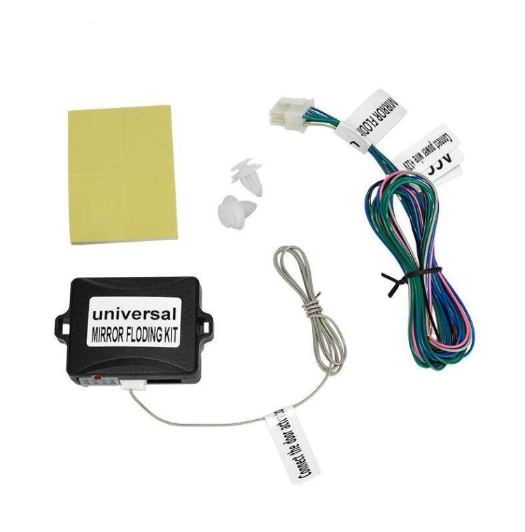Mirror folding kit components: universal controller, wiring harness, and connectors