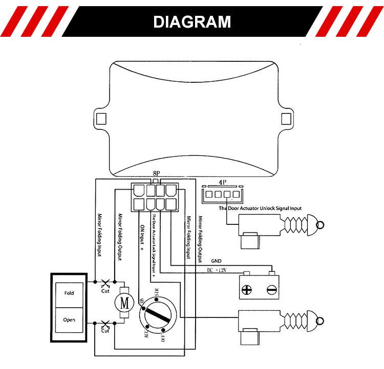 Wiring diagram schematic for universal mirror folding kit controller