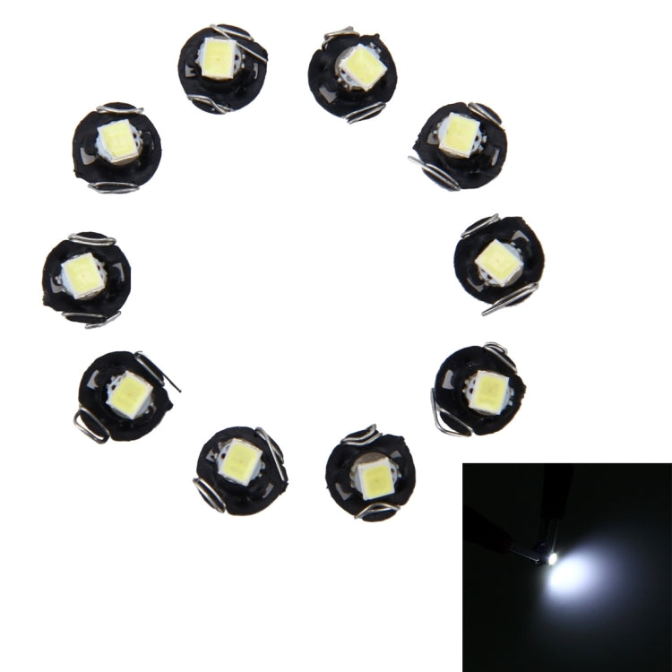 10-pack T3 0.5W LED instrument bulbs with white LED chips on black housings