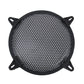 Round black metal mesh subwoofer cover with four mounting tabs