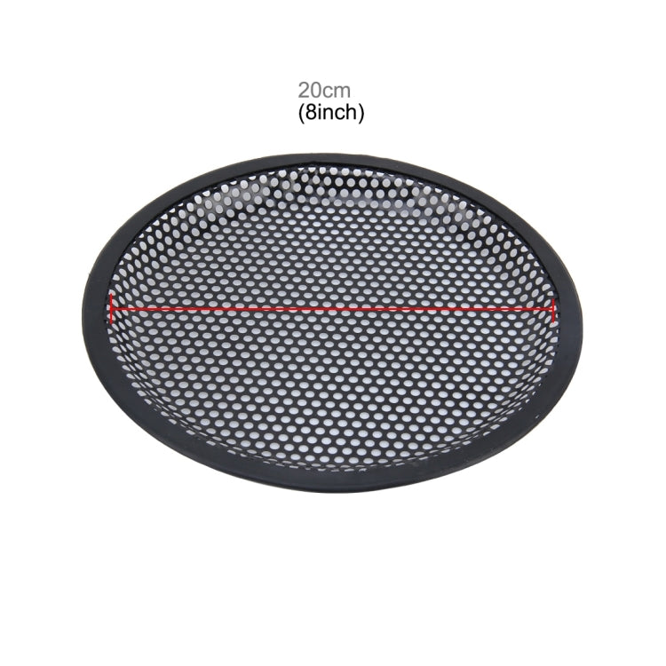 Black 8-inch mesh subwoofer cover with size guide mark