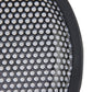 Close-up of black perforated metal mesh for a round subwoofer cover