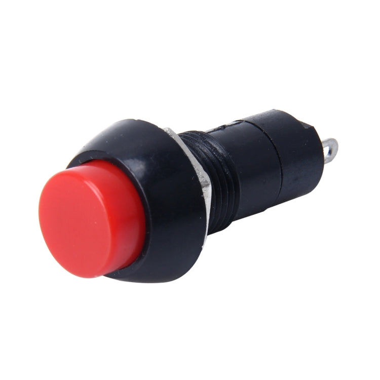 Red round push button on black snap-in 2-pin switch housing