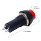 Black 2-pin switch with red round button cap, long body (2.2cm, 4cm)