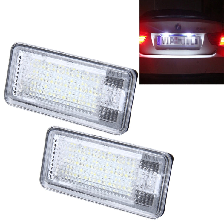 Pair of rectangular LED license plate lights with clear lens and SMD diodes