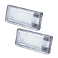 Two rectangular LED license plate lights with clear lens and white SMD LED array