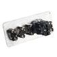 Ignition switch panel with black switch module on silver mounting plate and three terminals