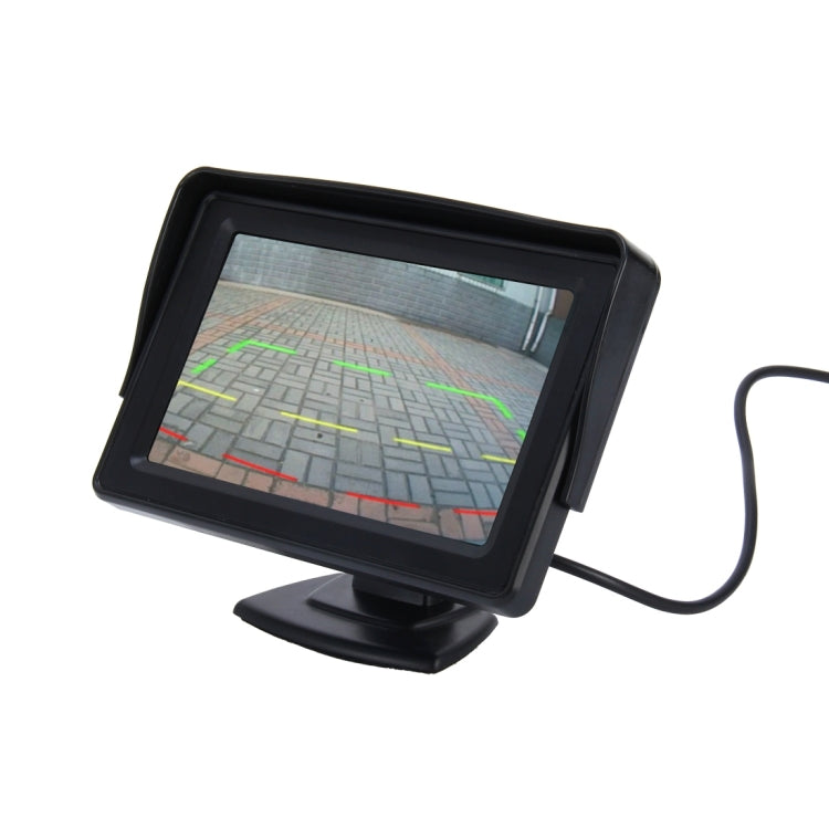 Black 4.3-inch car monitor with rear-view screen and parking grid lines