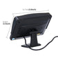 Black car monitor with adjustable angle bracket, side view