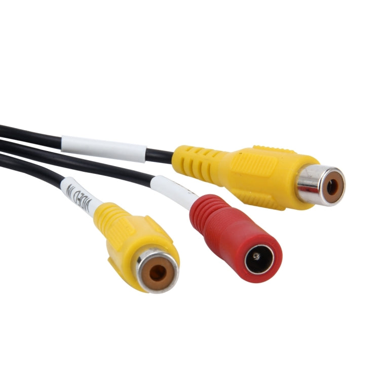 AV connection cables with yellow and red RCA plugs, black power lead