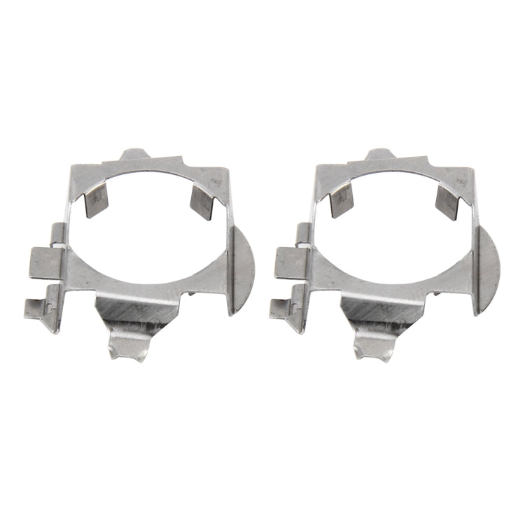 Metal LED headlight bulb holder adapters with circular ring, pair