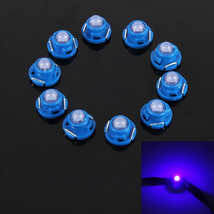 Blue T4.7 wedge LED bulbs (10-pack) with round lenses and blue bases for dashboards