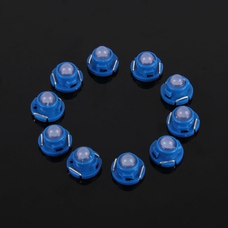 Blue T4.7 wedge LED bulbs (10-pack), circular top lenses on blue mounting bases