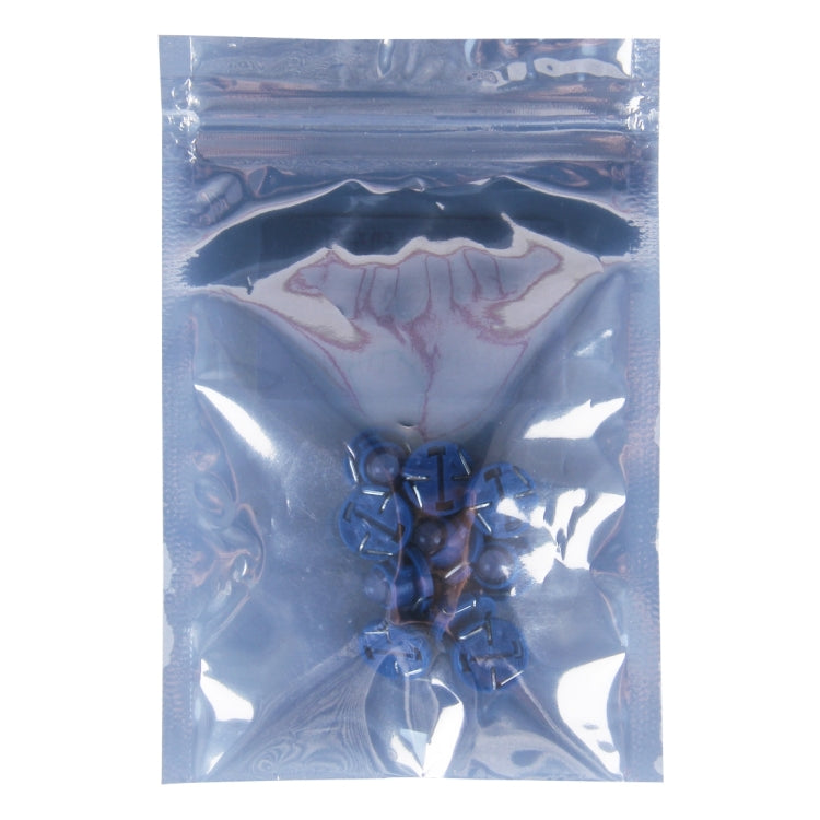 Bag of blue T4.7 wedge LED bulbs (10-pack) with multiple capped lenses