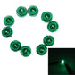 Green T4.7 wedge LED bulbs (10-pack) with round lenses in green bases
