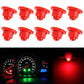 Red T4.7 wedge LED bulbs (10-pack) with clear round lenses and red bases