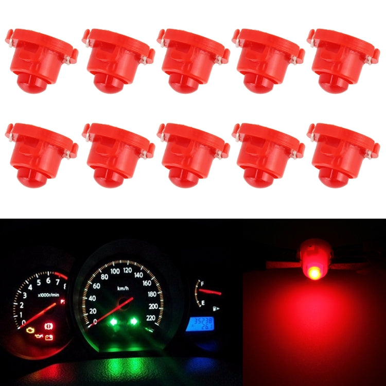 Red T4.7 wedge LED bulbs (10-pack) with clear round lenses and red bases