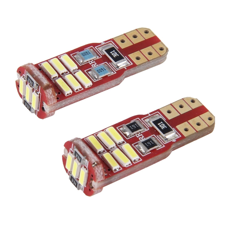 T10 LED car bulbs, 2-pack, red PCB with 12 SMD 4014 LEDs, metal pins on top
