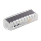 Clear LED light bar with solar panel top and row of lens bulbs