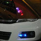 LED car warning light on front side, blue and red flashing bars
