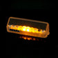 Amber LED warning light bar glowing with warm orange segments