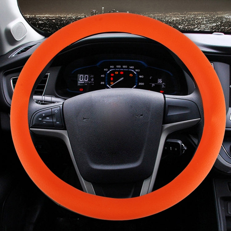 Orange universal rubber steering wheel cover with crocodile texture pattern