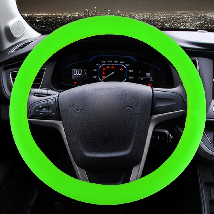 Light green universal rubber steering wheel cover with crocodile texture pattern