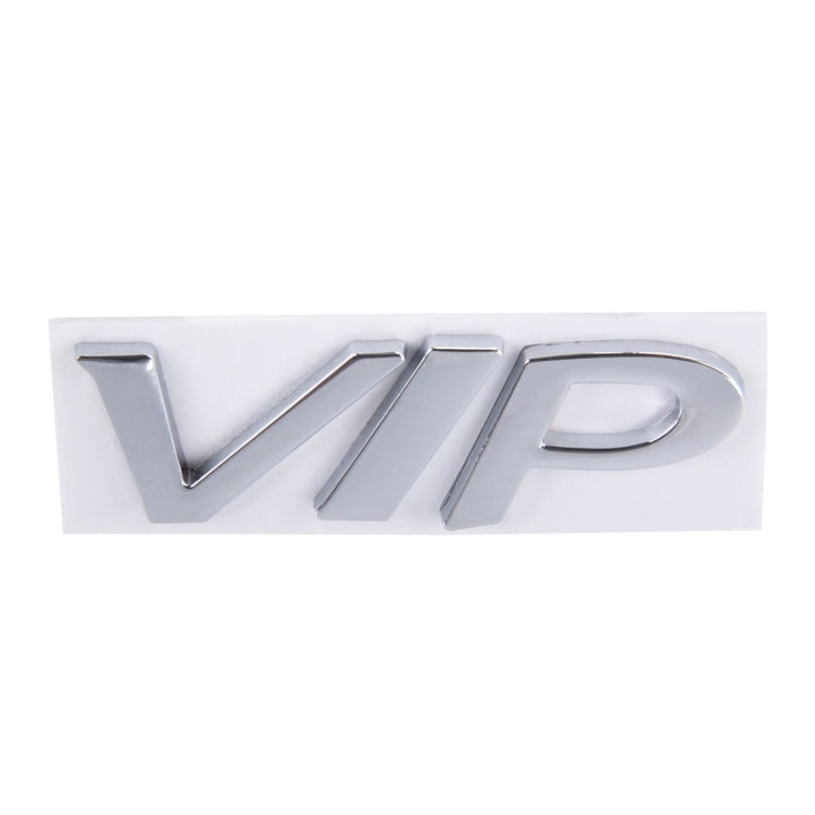 Chrome silver 'VIP' metal letter decal on clear backing sheet