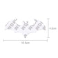 Shiny silver metal bat car sticker with size measurements, bat flying