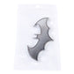 Metal bat car sticker with shiny black bat design on a hanging card