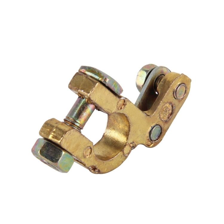 Brass positive/negative battery terminal clamp, single piece with silver screws