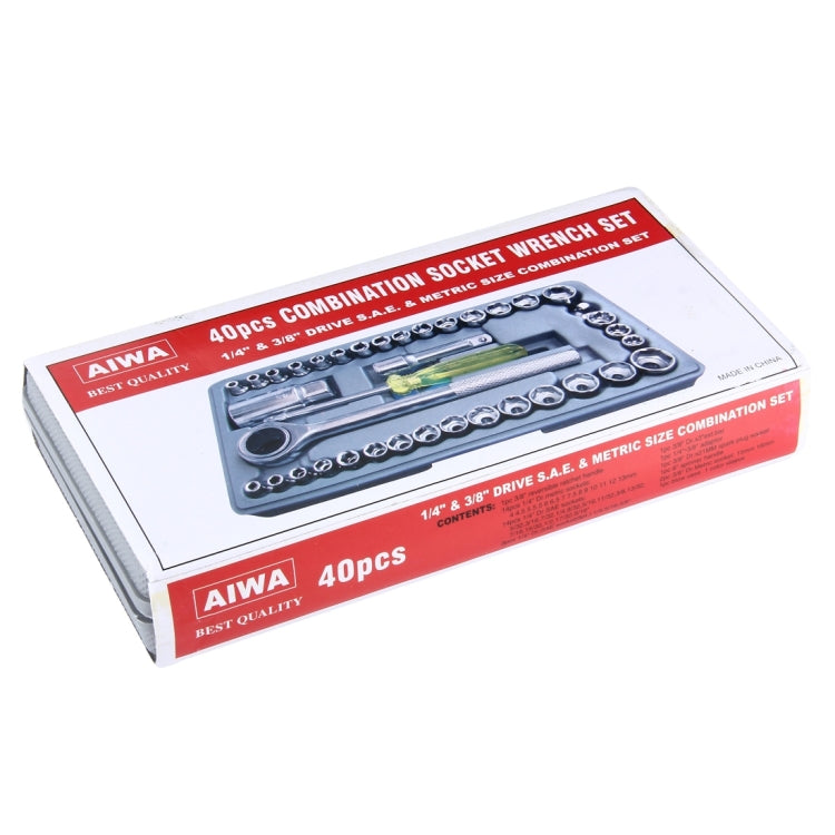 AIWA 40-piece socket wrench set box with combo socket wrench assortment