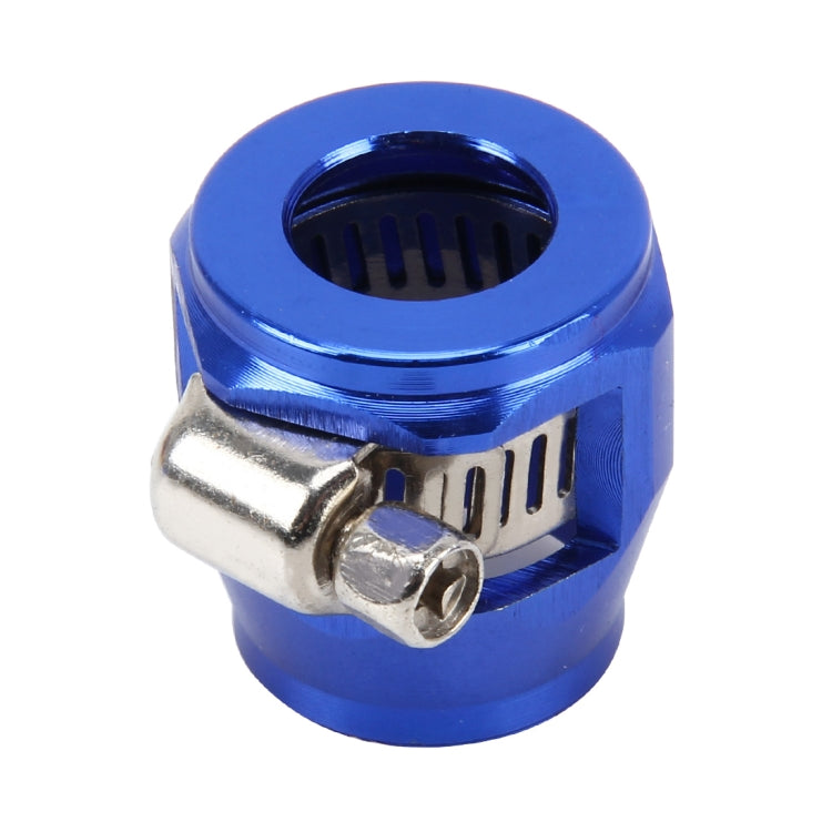 Blue AN8 aluminum hose adapter with built-in clamp and vented ring