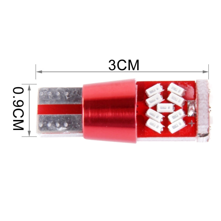 T10 LED bulb dimensions: 3cm length, 0.6cm width, red SMD circuit body