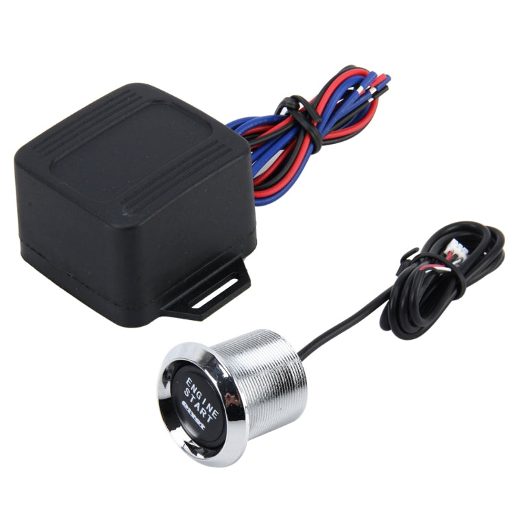 Illuminated engine start push-button switch set with black control box and wiring