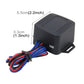 Black starter switch module with blue and red wiring leads, compact housing