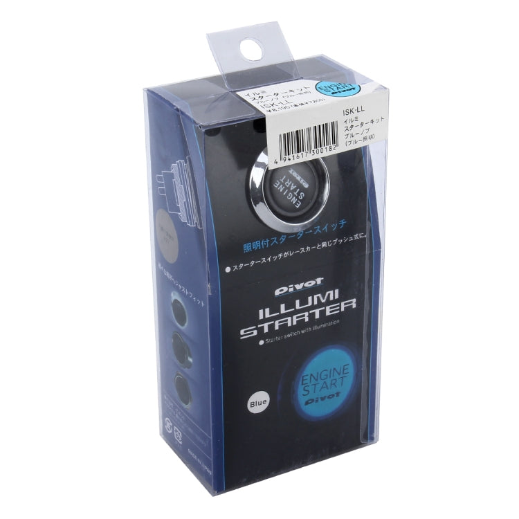 Retail package for illuminated engine start switch with blue lighting