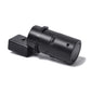 Parking radar reversing sensor, black cylindrical body with circular front, angled view