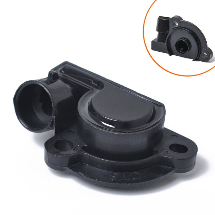 Throttle body position sensor, black plastic housing with mounting holes and connector